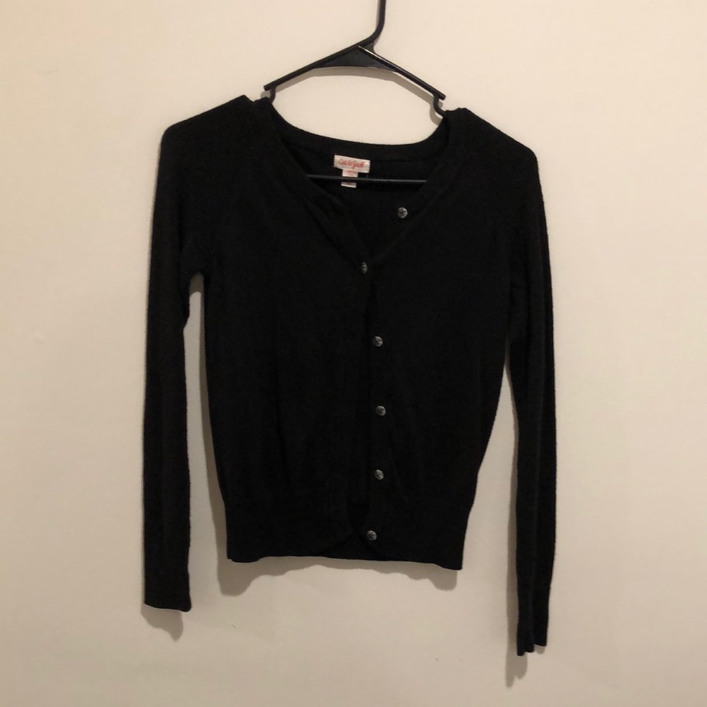 Cat and Jack black cardigan size 10/12.